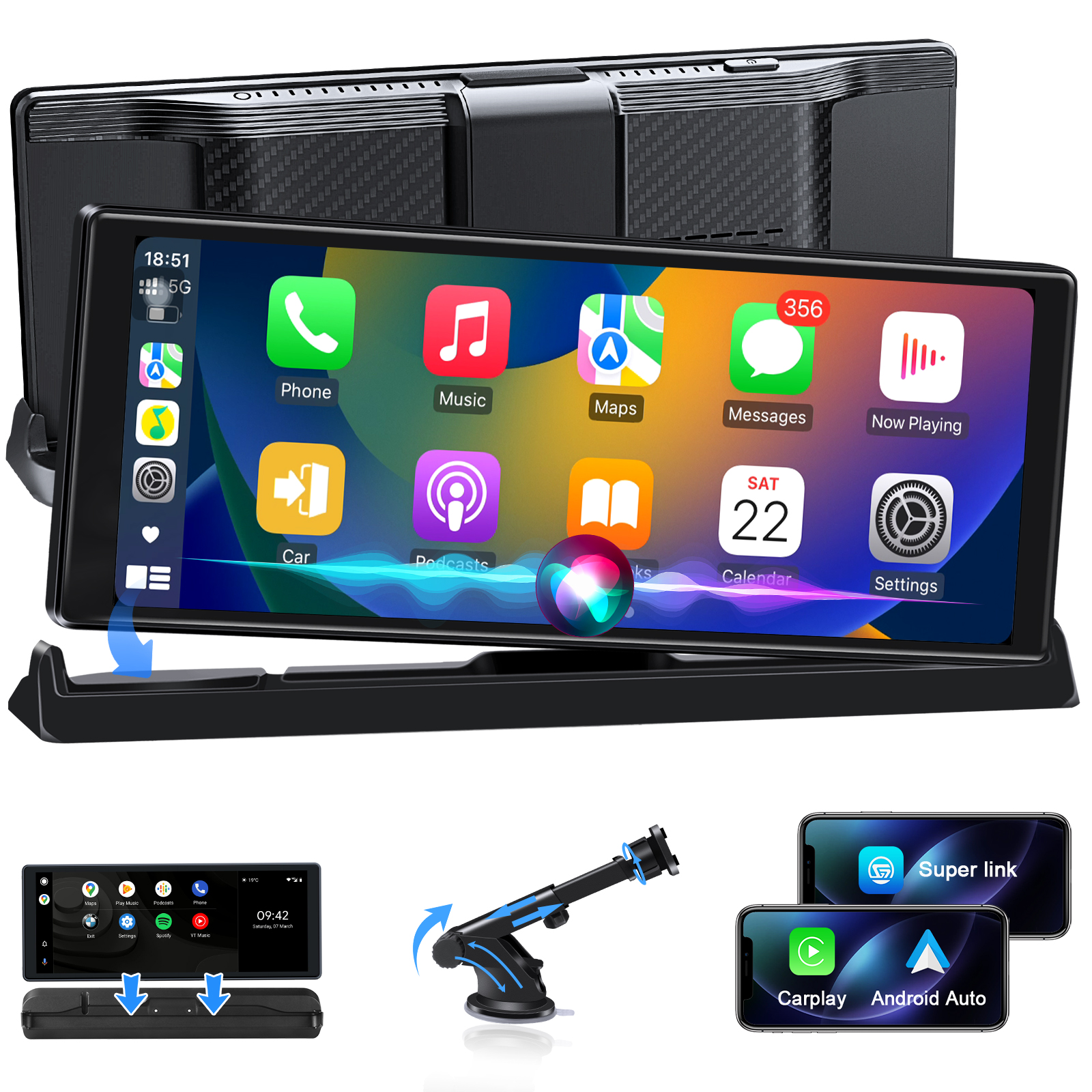 T360D 10.26 inch Carplay Screen for Car Android Auto Display